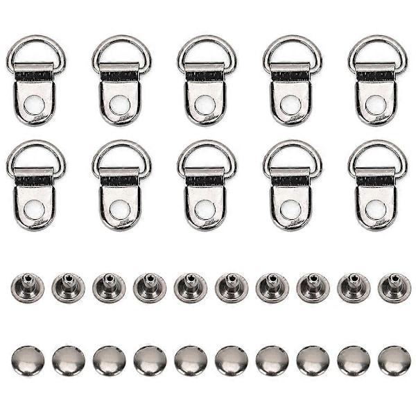 100 Sæt Snørebånds Krog D-ring Øje Spænde Messing Sko Læder Taske DIY Nitte Værktøj Sort 9x14mm