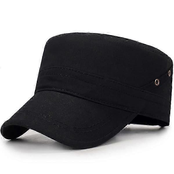 Herre Flat Cap med To Huller på Siden Justerbar Baseball Cap (Sort)