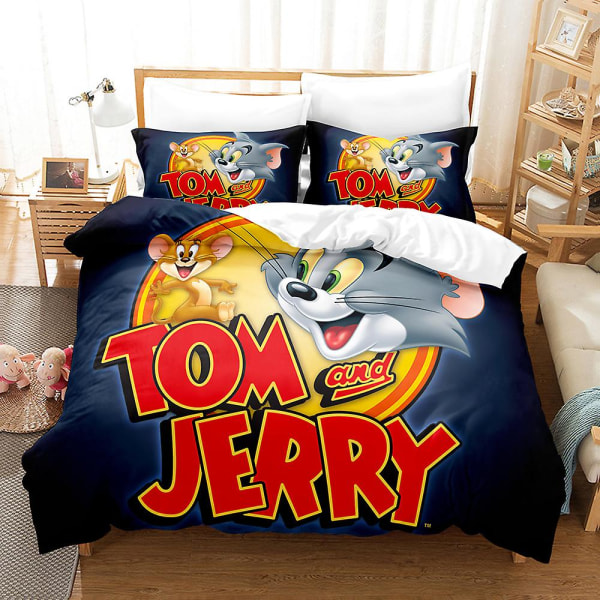 Tom och Jerry 3D-tryckt Sängklädesset Påslakan Örngott Barnpresent Färg 10 210x210cm