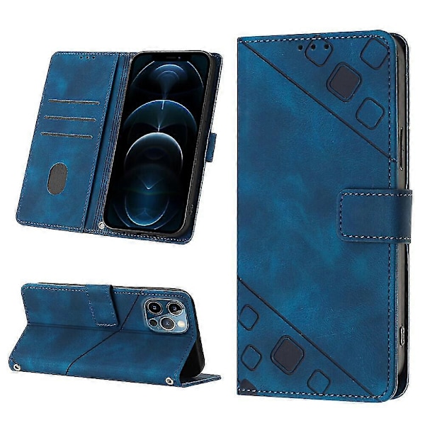 Fodral för iPhone 12 Pro, Flip Magnetiskt Läderplånbok Kortfodral Kompatibelt med iPhone 12 Pro Skal Blue