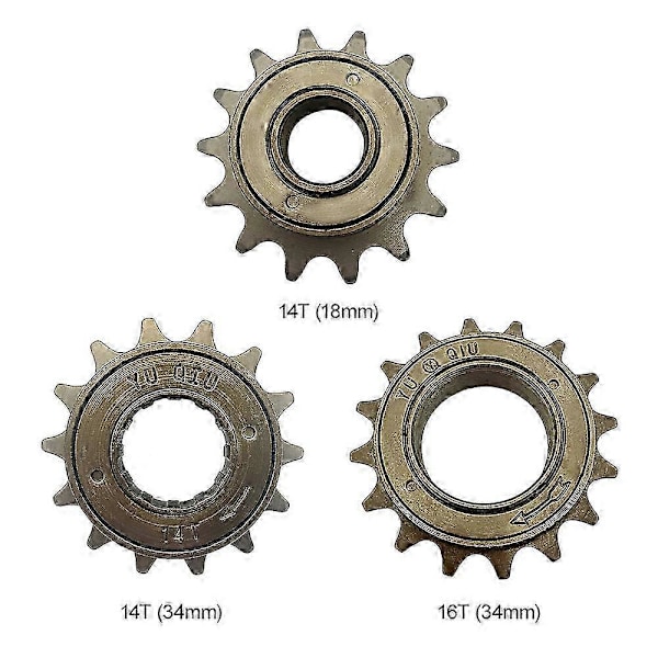 Cykelfrihjul 14/16T 18MM 34MM Single Speed Frihjul Svinghjul Tandhjul Gear Cykeltilbehør 14T 34MM