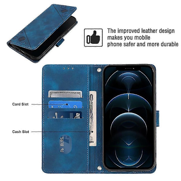 Etui til iPhone 12 Pro Cover Flip Magnetisk Læderpung Kortholder Kompatibel med iPhone 12 Pro Etui Blue