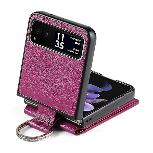 Läderfodral med Litchi-textur för Motorola Razr 40 Purple