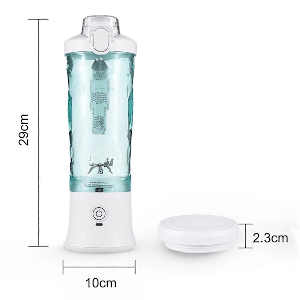 Portabel Blender 600ml Personlig Storlek Juicekopp för Shakes och Smoothies med 6 Blad 150 Watt Vattentät Uppladdningsbar Handhållen Blenderkopp för Resor