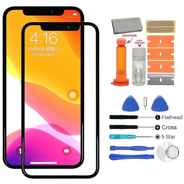 Udskiftningssæt til reparation af frontglas på mobiltelefon, kompatibelt med iPhone 11 Pro