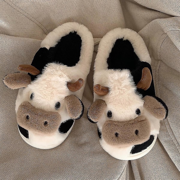 Mode Hem Bomulttofflor Mysigt Mjuk Kort Plysch Slides Tecknad Giraffe Kvinnliga Vinterskor Inomhus Halkfria Kvinnor Tofflor style 2 38-39(23.5-24CM)