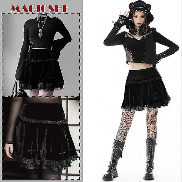 Gothic Rutete Miniskjørt for Kvinner Korte Høy Midje Rutete Skjørt Style3