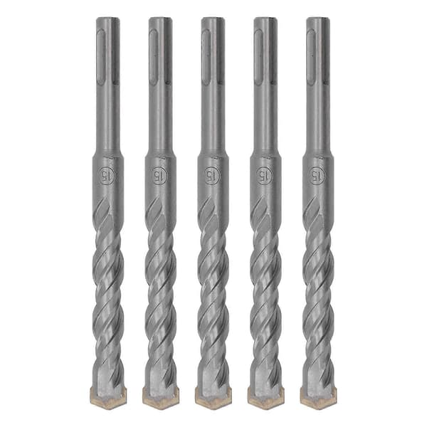 5 st Borrhammarborr 160mm Längd 2 Skär Självcentrerande Karbidspets Slagborrar för Tegel Sten Betong 15mm/0.59in
