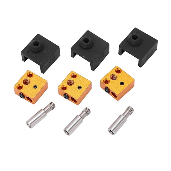 3 Sett 3D-skriverdel Silikon Sokk Aluminium Varmeblokk Rustfritt Stål Hals for MK7 MK8