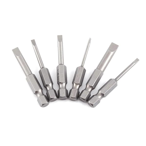 6 stk. 50mm 2.0-6.0mm 0.25\" Hex Shank S2 Legering Flat Hode Magnetisk Tip Slisset Skrutrekker Bits