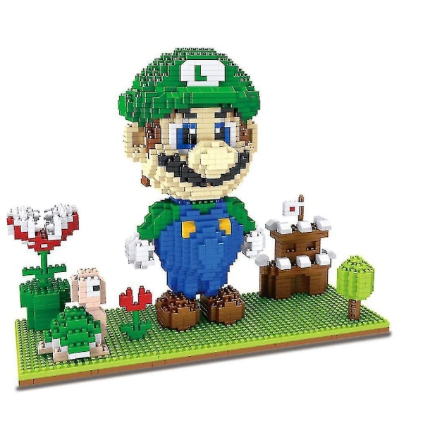 Super Mario Luigi 3D docka pedagogiska blockleksaker