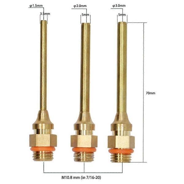 Smeltelimdyse, lille borediameter, anti-lækage dyse, kobberdyse tilbehør, dyser værktøj, 2,0 mm