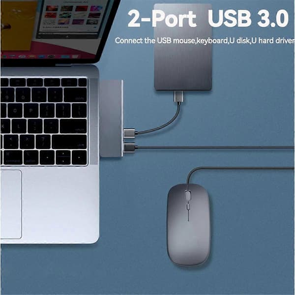 Tebe 7 i 1 Type-C Hub USB -C til 4K -Kompatibel USB 3.0 SD/TF PD Hurtig Opladning Splitter USB C Docking Station