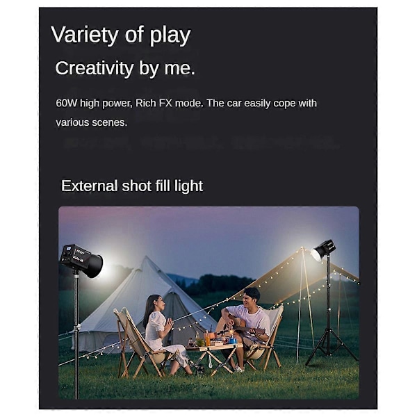 NY 80W LED Videolampe Bi-Color COB Fotografisk Studiolampe 2500K-6500K 10000mAh for Video Livestreaming EU-PLUGG