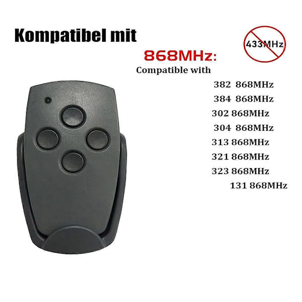 För Digital 302 304, Garageportsöppnare 868 MHz Garageportsöppnare Fjärrkontroll 2-pack (Utan Fäste)