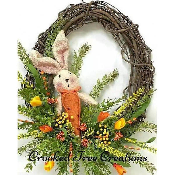Påskhare Krans Hänge Dekorativ Scen Dekoration 30cm pink resurrection rabbit