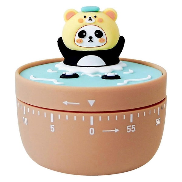60 Min. Mekanisk Kökstimer Panda Badrum Manuell Timer Matlagning Bakning Timer Barn Brun