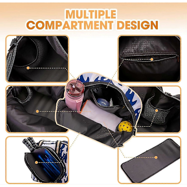 Crossbody Sling Pickleball Bag Tote, Pickleballvesker for kvinner og menn, Pickleballvesker for damer Coastal Sky