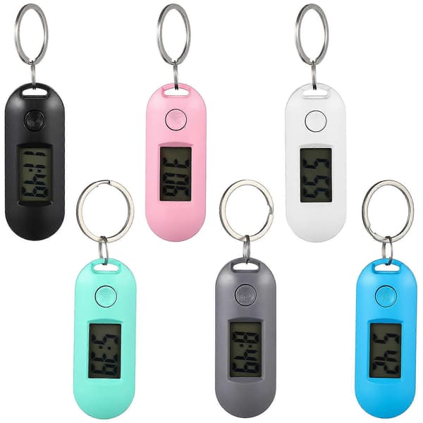 6 stk Digitale Nøkkelringklokker, Lydløse Lysende Bærbare Elektroniske Klokker, Lommeur for Studenter, Eksamen og Studier