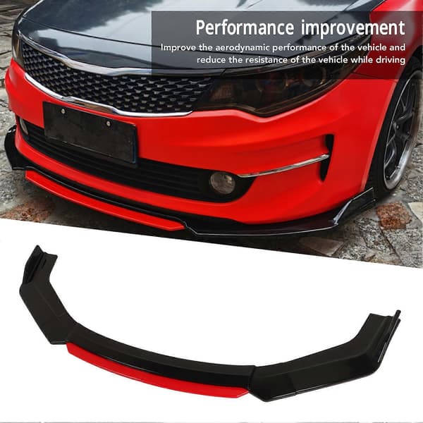 6 STK Frontfangerleppe Separator Med Rød Frontleppe Blank Svart Fangerleppe Diffuser Splitter Universal For Accord Civic