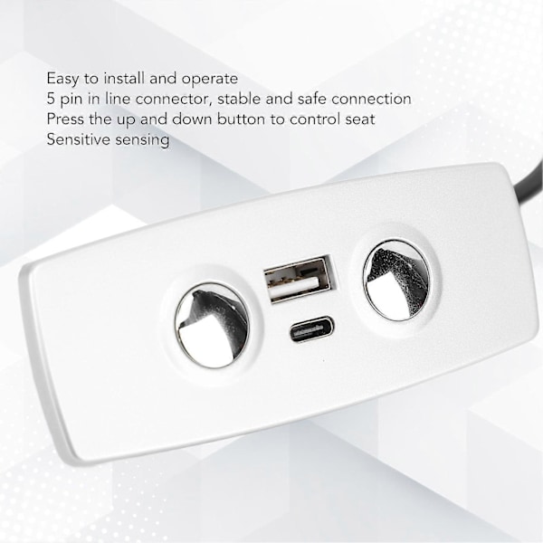 Udskiftningscontroller til lænestol, 2 knapper, 5 ben, USB Type C, Elektrisk løftestol, Sofa, Håndbetjeningskontakt
