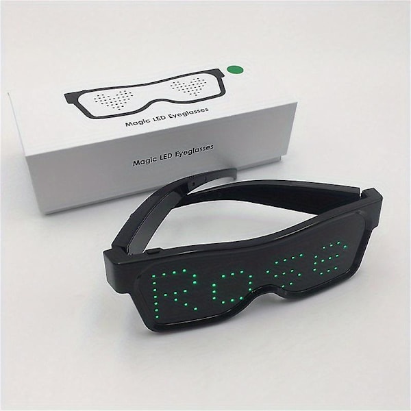 1 st, LED-glasögon Skärmfestvisning, LED-display Smartglasögon, USB-uppladdningsbara glasögon för natten Green
