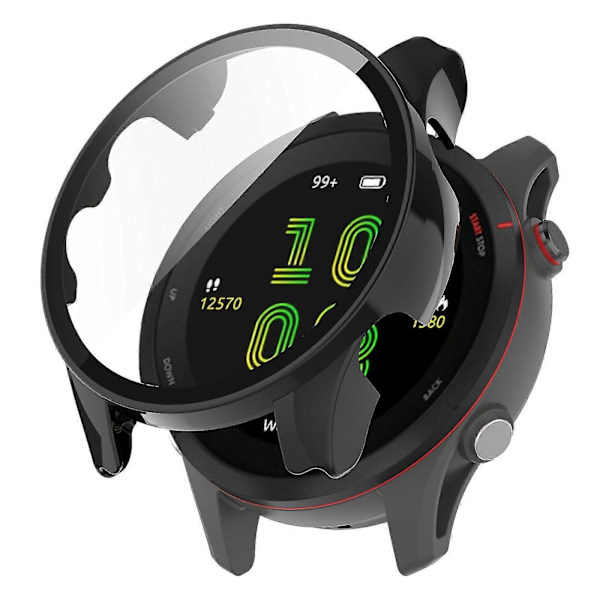 Hårt PC-skal med repskydd och fallskydd för Garmin Forerunner 255, skyddande klockfodral med skärmskydd i härdat glas Black