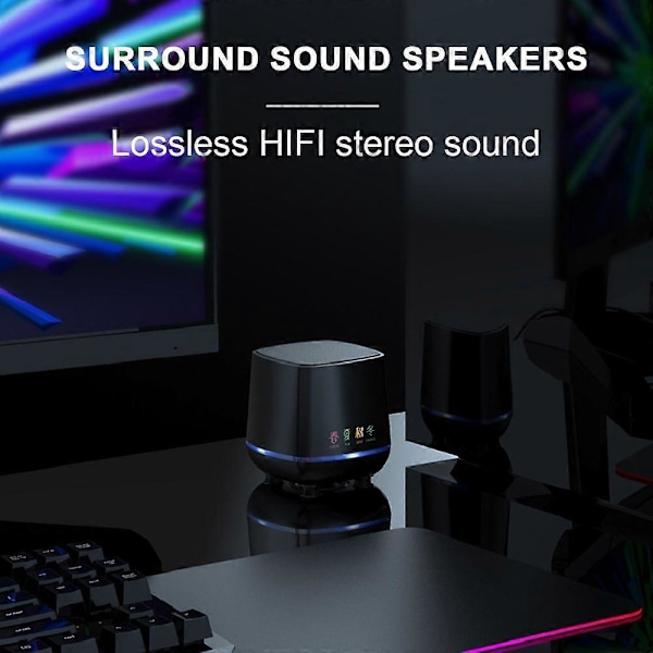 1 Par Mini Høyttaler Stereo Surround Sound Box USB-Grensesnitt Datamaskiner Høyttaler for Hjemmekontor Skrivebord