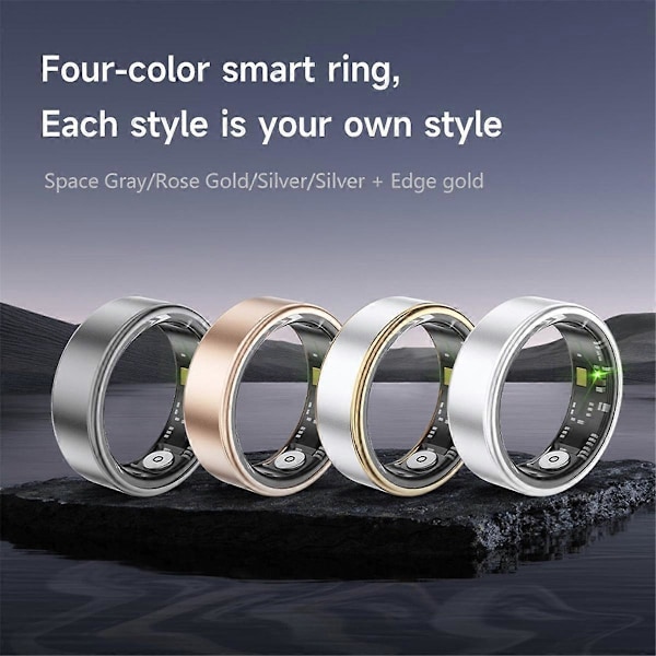 SR06 Smart Ring, Helsemonitor, Pulsmåler Søvnmonitor 5ATM Vanntett Edge Gull