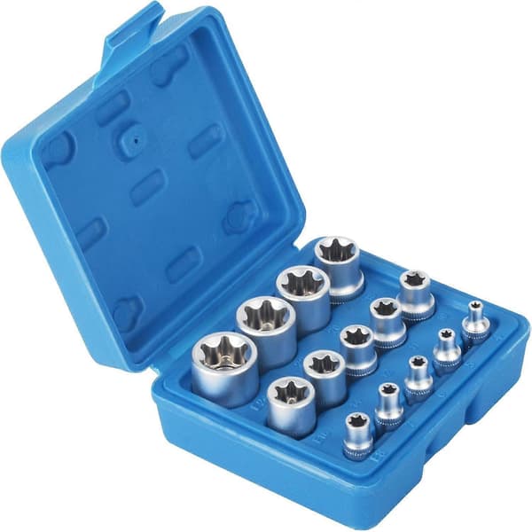 14 deler E-stjerne hunn Torx pipe sett E4-E24 Utvendig sekskantpipe