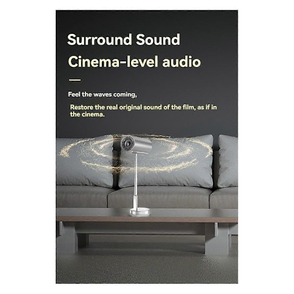 720p Videoprojektor WiFi Bluetooth Støtter 4K 3D Surround Sound Bærbar Utendørs Kontor Hjemmekino EU-PLUGG