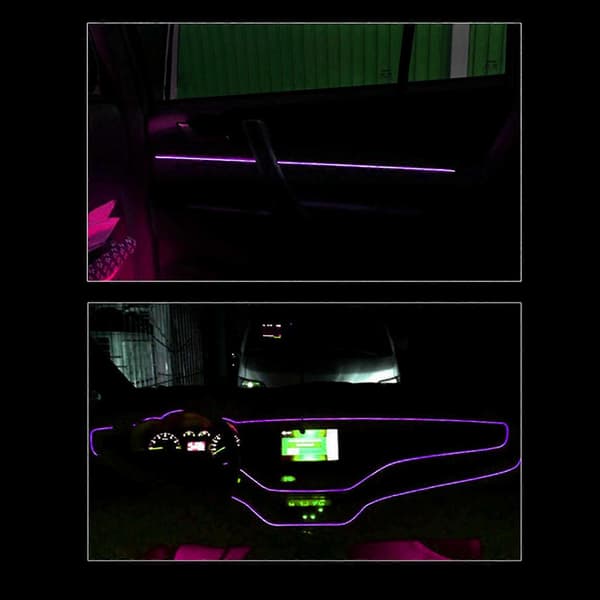 Bil Dekorativ Lysstrimmel Interiør Belysning Auto LED EL Kold Lampe Modifikationsdele Lilla
