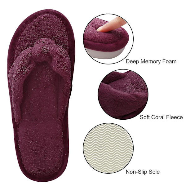 Vintertofflor i fuskpäls, fluffiga mjuka plyschtofflor för damer, damsandaler för hemmet, avslappnade lyxiga fluffiga flip-flops, A-rosaröd 42-43 10-10.2inch