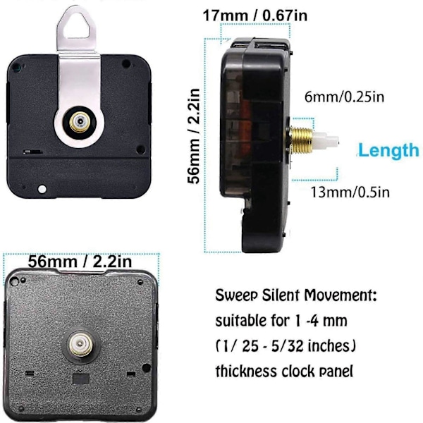 Stille Kvarts DIY Veggklokke Motor Kit Bevegelsesmekanisme DIY Reparasjonsdeler Erstatning med 3 Forskjellige Par Hender