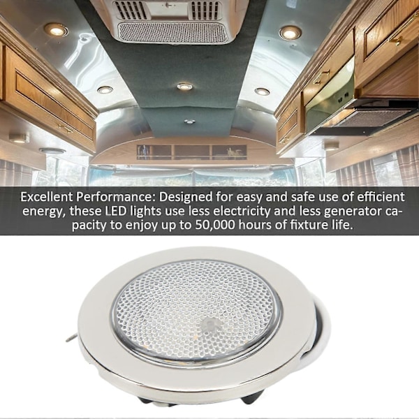 3 tuuman 12 V LED-kupukatto valo pyöreä IP66 vedenpitävä uppoasennettava veneeseen, jahtiin, asuntovaunuun, matkailuautoon
