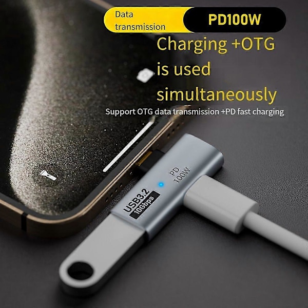 Type C -sovitin OTG 10 Gbps nopea tiedonsiirto 100 W PD-lataus USB3.2/Type-C-latausmuunnin puhelimelle