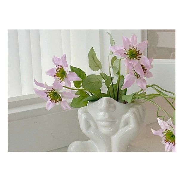 Blomstervase i nordisk stil, kvinnekropp, halvt ansikt, blomsterpotte, keramisk kunsthåndverk, soverom, stue, skrivebordsdekor, A
