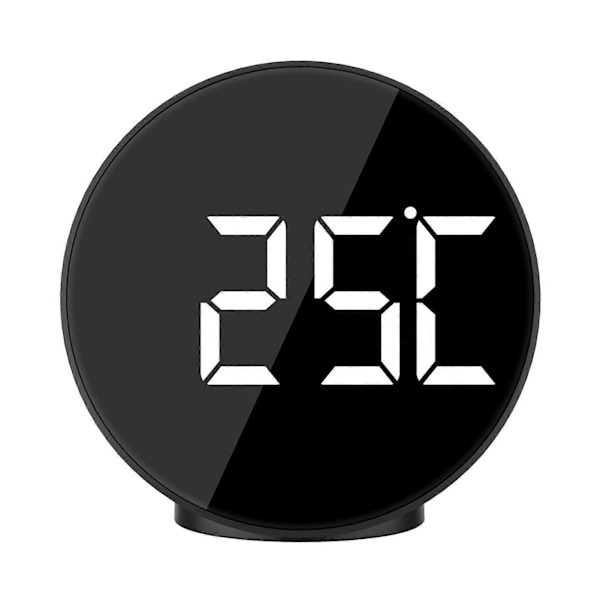 Digital Väckarklocka USB-Laddning Dimbar 4 Justerbara Ljusstyrkor Lättläst 12/24H Tidsvisning Rund LED Spegel Elektronisk Klocka Heminredning