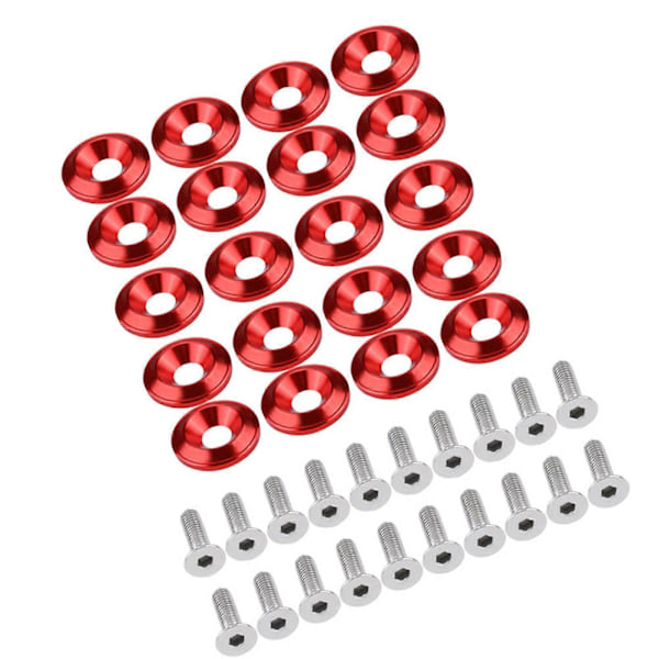20 stk. Aluminium Bumper/Skjermskive Bolt Motorrom Styling Kit Rød