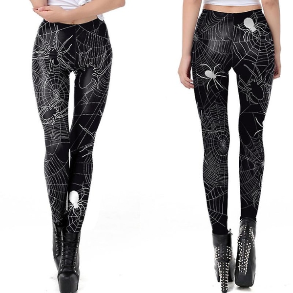 Halloween Leggings för kvinnor Roliga grafiska stretchiga byxor style 3 L