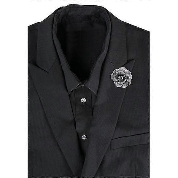 Herr Handgjord Kamelia Boutonniere Slipsnål Brosch (khaki) Grey