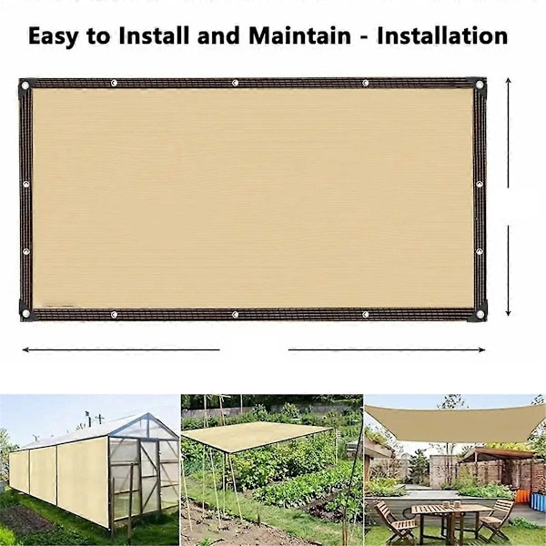 Beige Skyggenet, UV-beskyttelse, Plantehus, Udendørs Solsejl, Net, Solsejl 2x2m