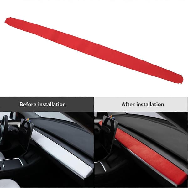 Instrumentbräda Skydd Stilrent Starkt Skydd Robust Instrumentbräda Skyddsdyna Ersättning för Tesla Model 3 Y Röd 4996 Mocka