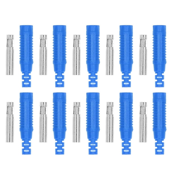 10 Set Banan Hona Uttag Mässing PA Jack Kontakt Isolering Tub Presspassning Adapter J.10031Blå