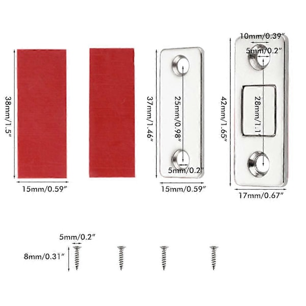 5 Sarjaa Rei'itysvapaita Magneettisia Oven Sulkimia Magneettioven Pysäyttimiä Erittäin Ohuet Magneetit Kaappeihin Laatikoihin ja Ikkunaluukkuihin