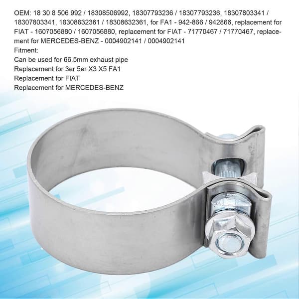 66,5 mm/2,62 tommer rustfrit stål udstødningsrør samlemuffe klemme 18308506992 erstatning for 3er 5er X3 X5