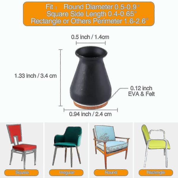 Silikon Stolsbensskydd med Filt Passar 1,3 - 2,5 cm 16 st A