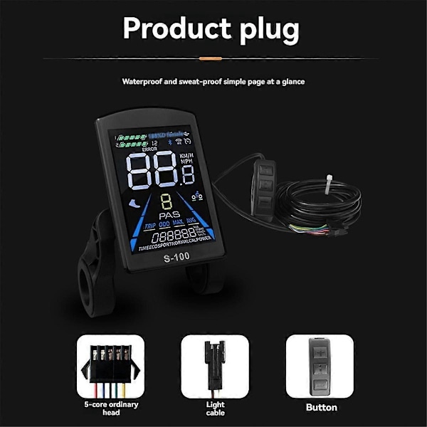 Mountainbike Li-Ion Power Booster Modifierade Tillbehör S-100 Färg LCD Mätare med Tri-Mode 30A Kontroller Portabelt Kit