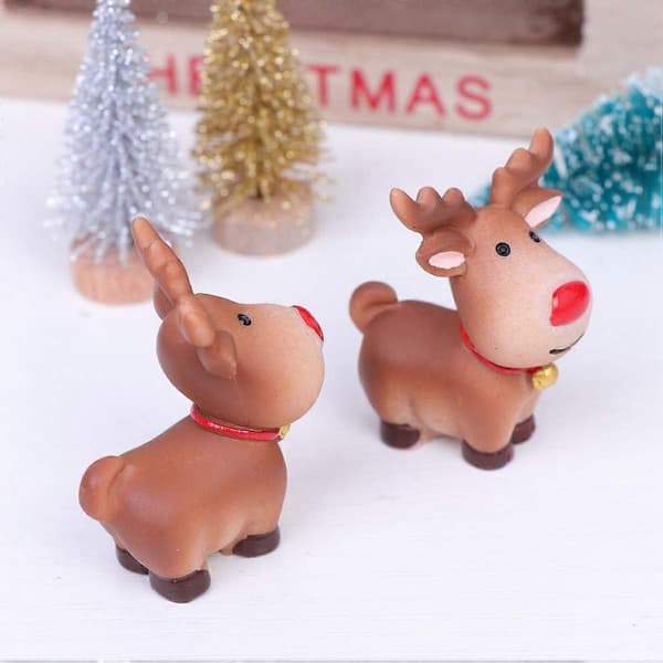 5 st Mini Renstatyett, Tecknad Hjort/Älg med Horn Figurin