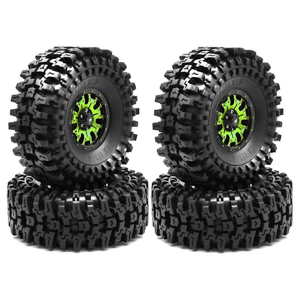 120mm Metall 1.9 Tommers Beadlock Felg Gummidekksett for 1/10 RC Crawler Bil TRX4 D90 Axial SCX10 II III, A
